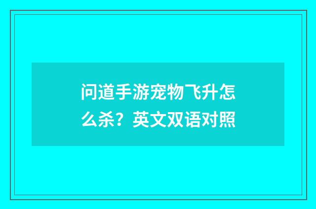 问道手游宠物飞升怎么杀？英文双语对照