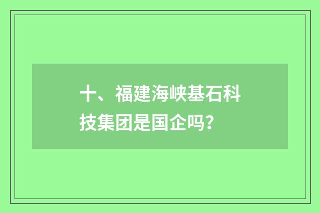 十、福建海峡基石科技集团是国企吗？