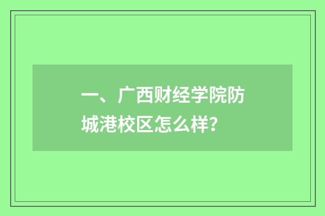一、广西财经学院防城港校区怎么样？