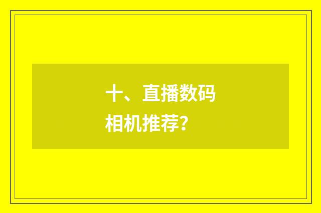 十、直播数码相机推荐？