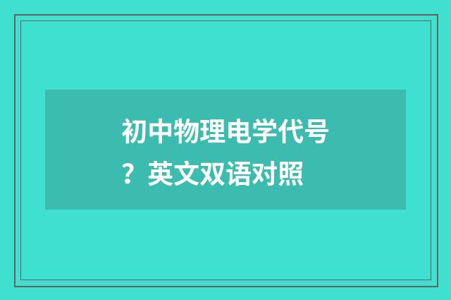 初中物理电学代号？英文双语对照