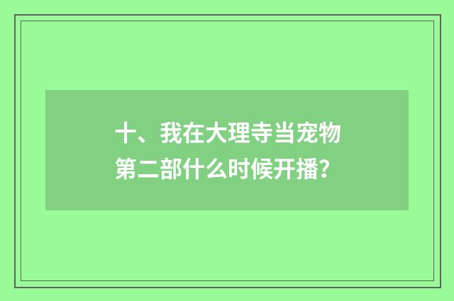 十、我在大理寺当宠物第二部什么时候开播？