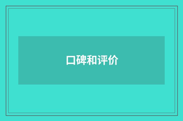 口碑和评价