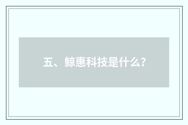 五、鲸惠科技是什么？