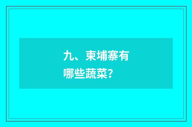 九、柬埔寨有哪些蔬菜？