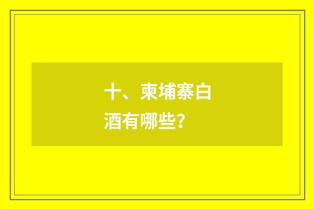 十、柬埔寨白酒有哪些?