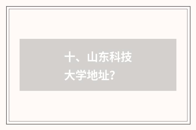 十、山东科技大学地址？