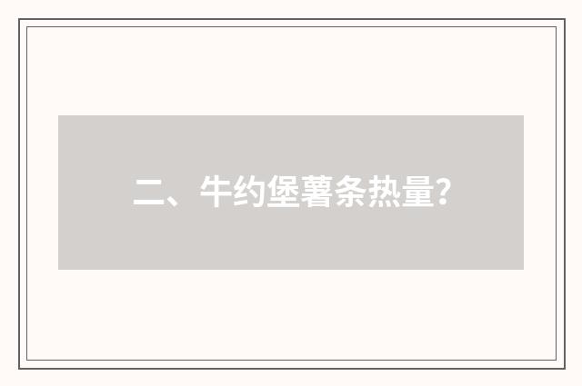 二、牛约堡薯条热量？
