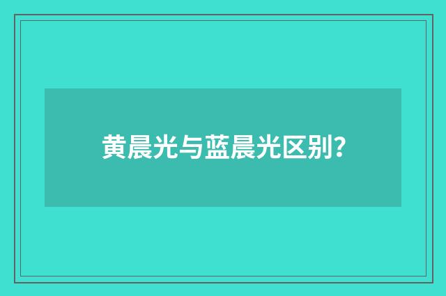 黄晨光与蓝晨光区别?