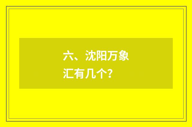 六、沈阳万象汇有几个？