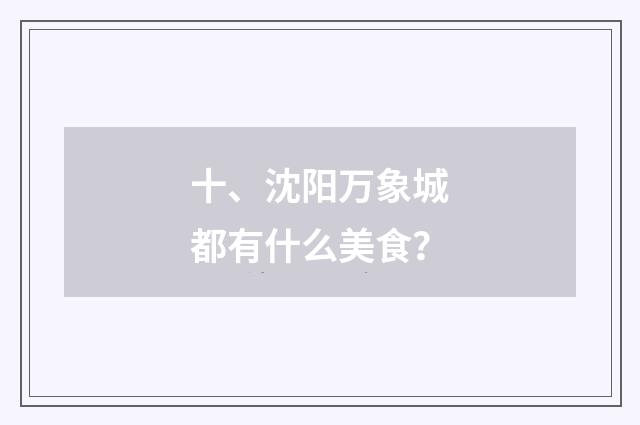 十、沈阳万象城都有什么美食？