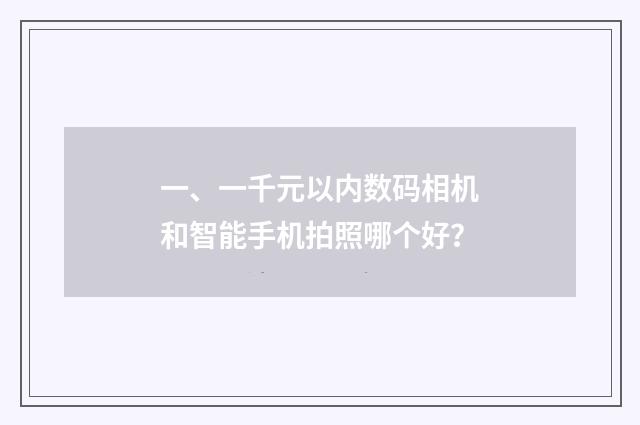 一、一千元以内数码相机和智能手机拍照哪个好？