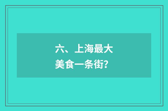 六、上海最大美食一条街？