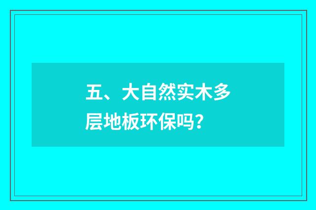 五、大自然实木多层地板环保吗？