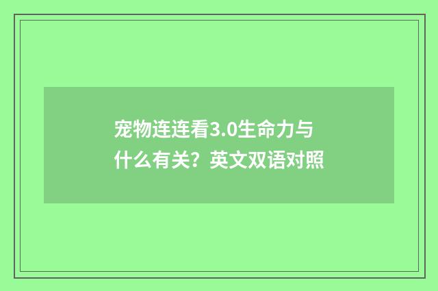 宠物连连看3.0生命力与什么有关？英文双语对照