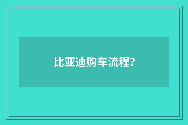 比亚迪购车流程？