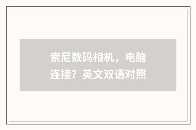 索尼数码相机，电脑连接？英文双语对照