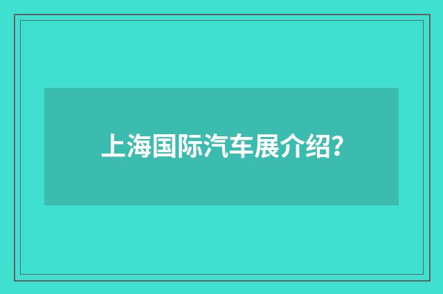 上海国际汽车展介绍？