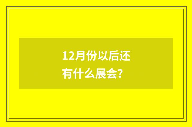 12月份以后还有什么展会？