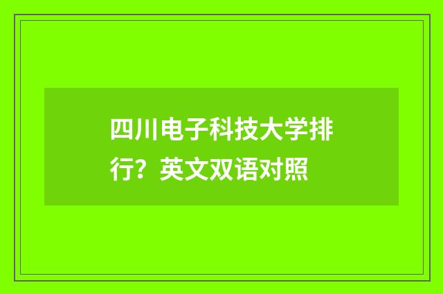 四川电子科技大学排行？英文双语对照