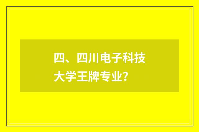 四、四川电子科技大学王牌专业？