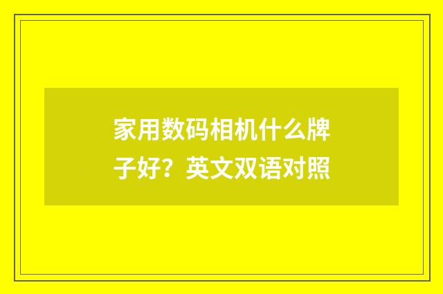 家用数码相机什么牌子好？英文双语对照