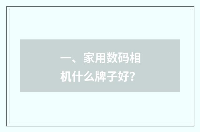一、家用数码相机什么牌子好？