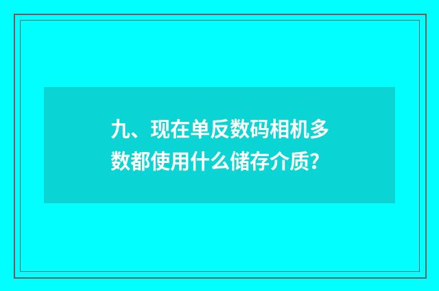 九、现在单反数码相机多数都使用什么储存介质？