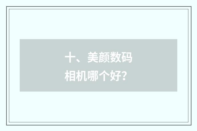 十、美颜数码相机哪个好？