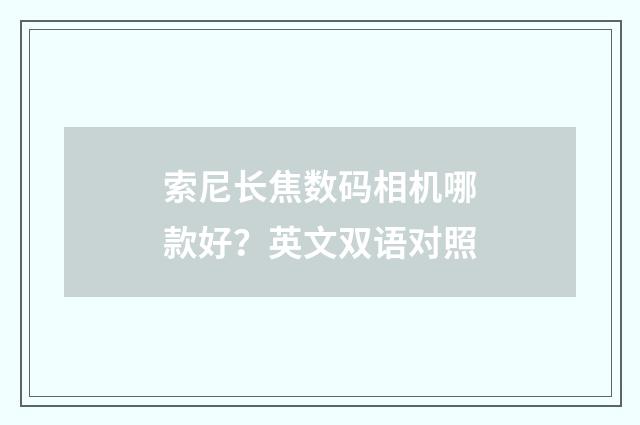 索尼长焦数码相机哪款好？英文双语对照