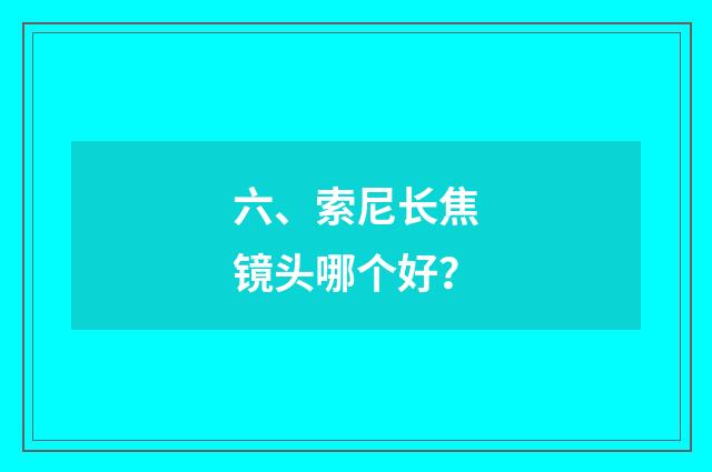 六、索尼长焦镜头哪个好？
