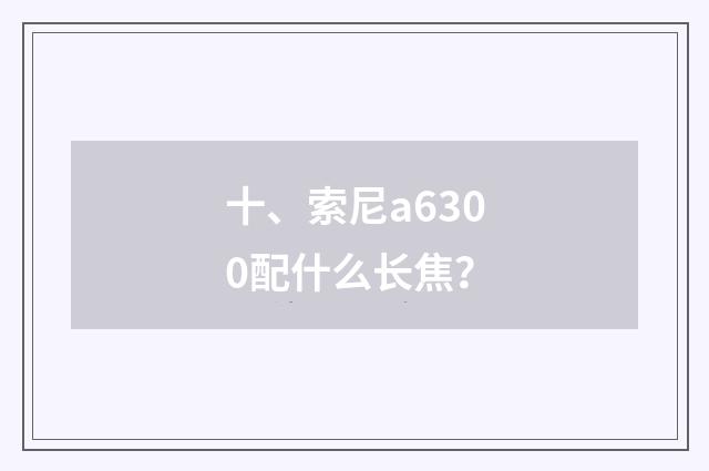 十、索尼a6300配什么长焦？