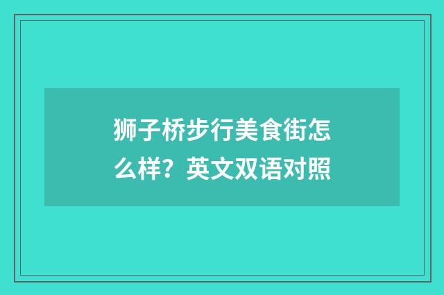 狮子桥步行美食街怎么样？英文双语对照
