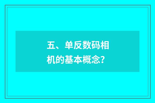 五、单反数码相机的基本概念？