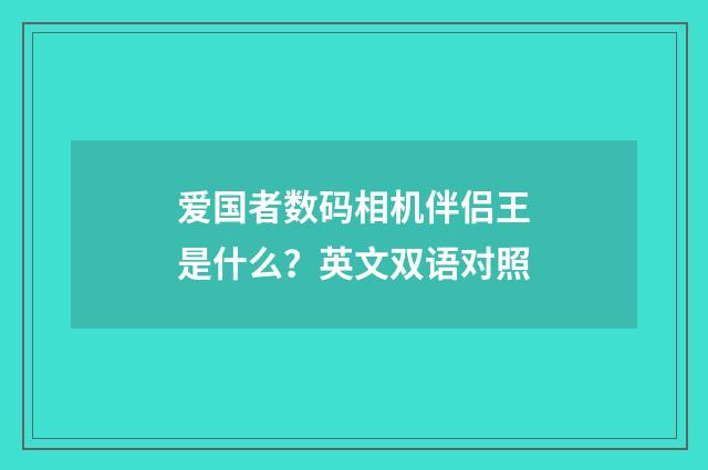 爱国者数码相机伴侣王是什么？英文双语对照