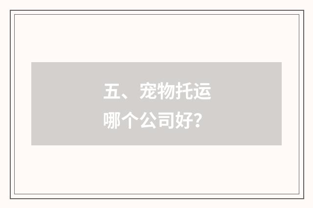 五、宠物托运哪个公司好？