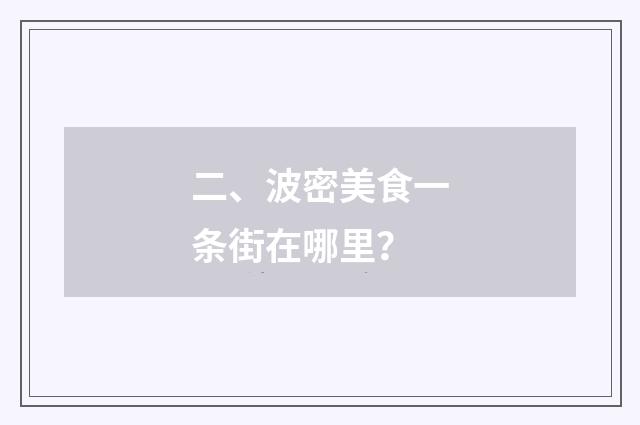 二、波密美食一条街在哪里？