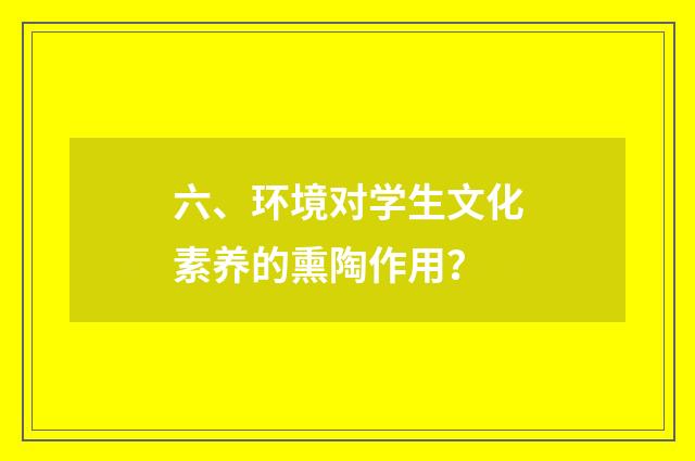 六、环境对学生文化素养的熏陶作用？