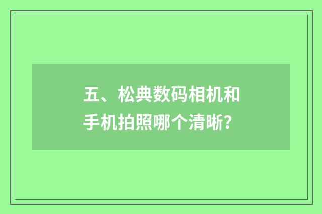 五、松典数码相机和手机拍照哪个清晰？