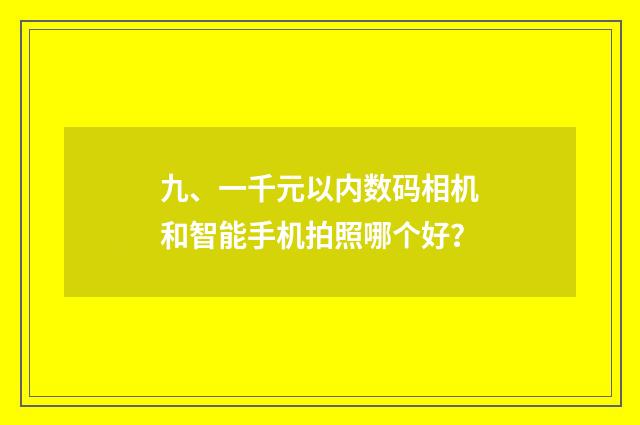 九、一千元以内数码相机和智能手机拍照哪个好？