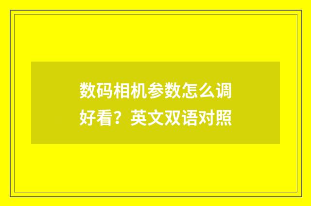 数码相机参数怎么调好看？英文双语对照