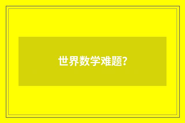 世界数学难题？