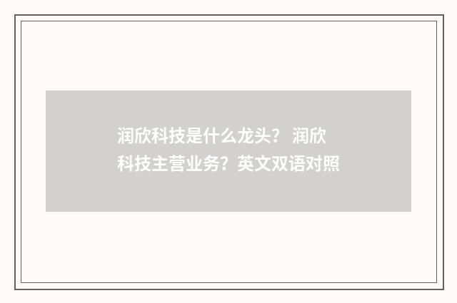 润欣科技是什么龙头？ 润欣科技主营业务？英文双语对照