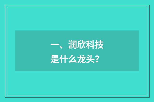 一、润欣科技是什么龙头？