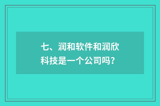 七、润和软件和润欣科技是一个公司吗？