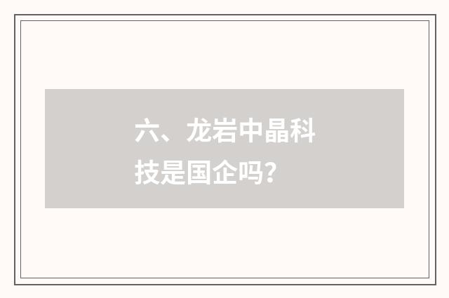 六、龙岩中晶科技是国企吗？