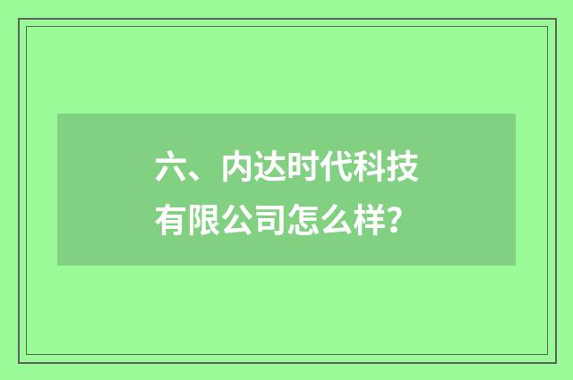 六、内达时代科技有限公司怎么样？