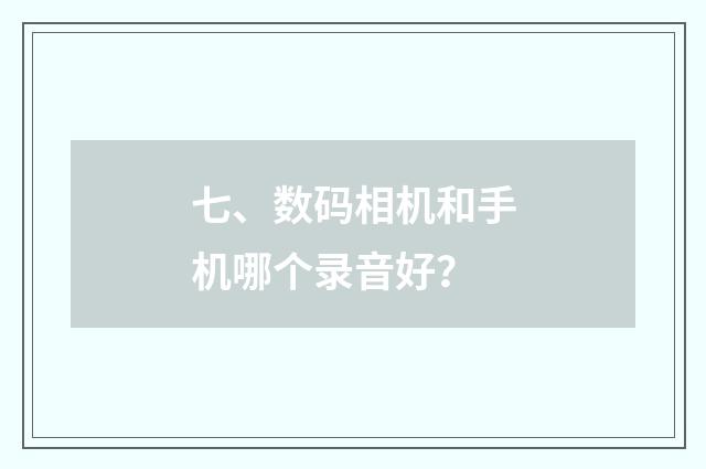 七、数码相机和手机哪个录音好？