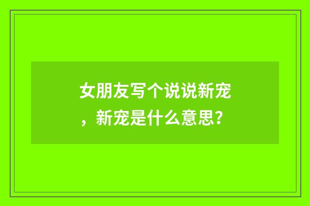 女朋友写个说说新宠，新宠是什么意思？