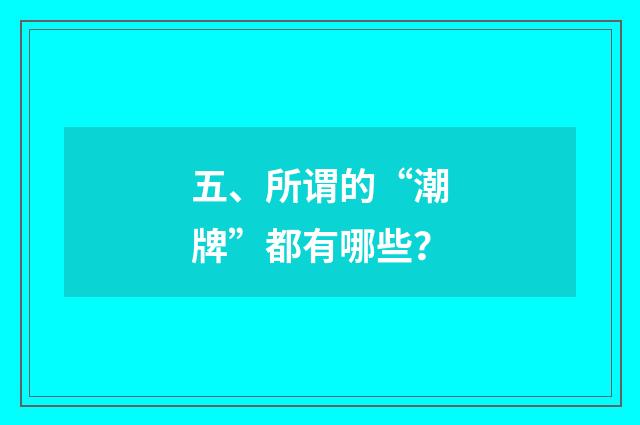 五、所谓的“潮牌”都有哪些？